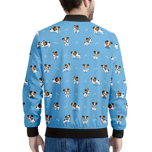 Blue Jack Russell Terrier Pattern Print Men's Bomber Jacket