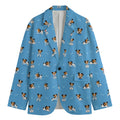 Blue Jack Russell Terrier Pattern Print Men's Cotton Blazer