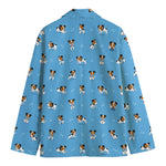 Blue Jack Russell Terrier Pattern Print Men's Cotton Blazer