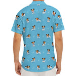 Blue Jack Russell Terrier Pattern Print Men's Deep V-Neck Shirt