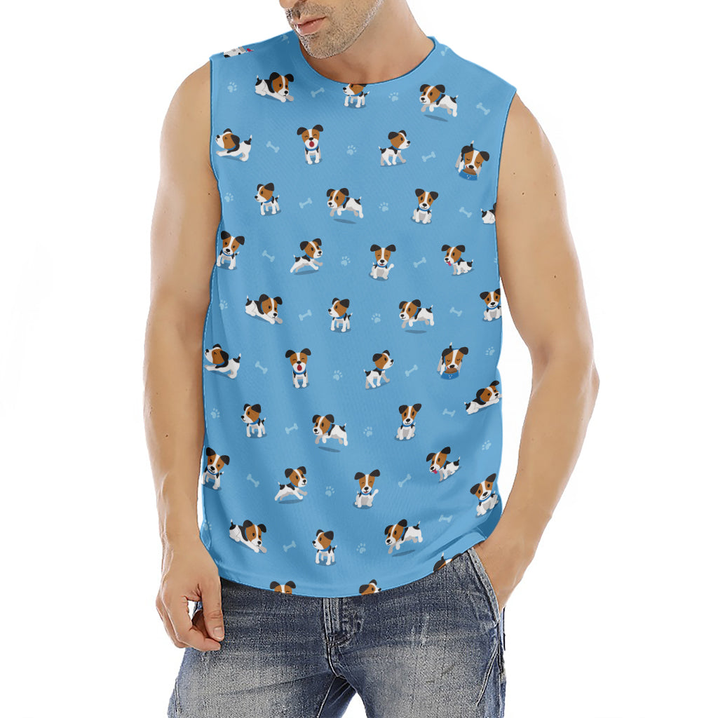 Blue Jack Russell Terrier Pattern Print Men's Fitness Tank Top