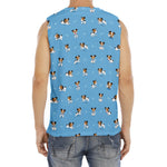 Blue Jack Russell Terrier Pattern Print Men's Fitness Tank Top