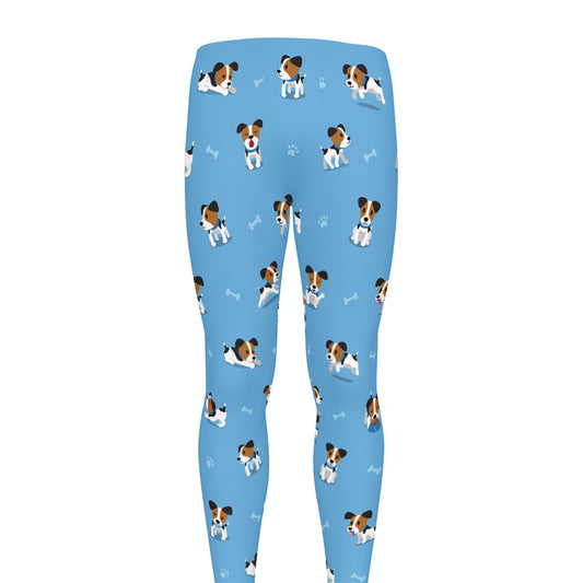 Blue Jack Russell Terrier Pattern Print Men's leggings