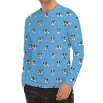 Blue Jack Russell Terrier Pattern Print Men's Long Sleeve Rash Guard