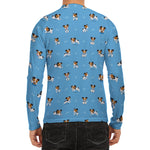 Blue Jack Russell Terrier Pattern Print Men's Long Sleeve Rash Guard