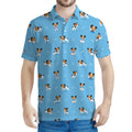 Blue Jack Russell Terrier Pattern Print Men's Polo Shirt