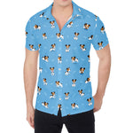 Blue Jack Russell Terrier Pattern Print Men's Shirt