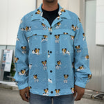 Blue Jack Russell Terrier Pattern Print Men's Shirt Jacket