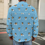 Blue Jack Russell Terrier Pattern Print Men's Shirt Jacket