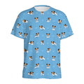 Blue Jack Russell Terrier Pattern Print Men's Athletic T-Shirt