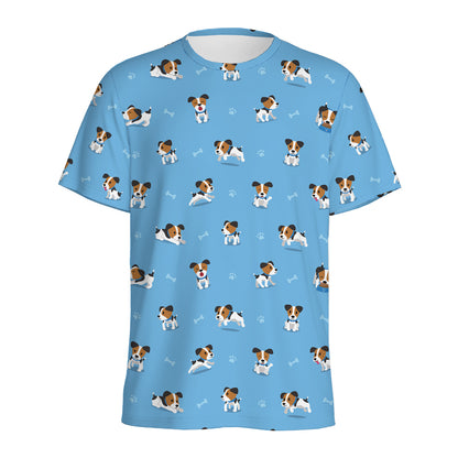 Blue Jack Russell Terrier Pattern Print Men's Sports T-Shirt