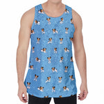 Blue Jack Russell Terrier Pattern Print Men's Velvet Tank Top