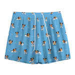 Blue Jack Russell Terrier Pattern Print Mesh Shorts