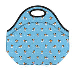 Blue Jack Russell Terrier Pattern Print Neoprene Lunch Bag