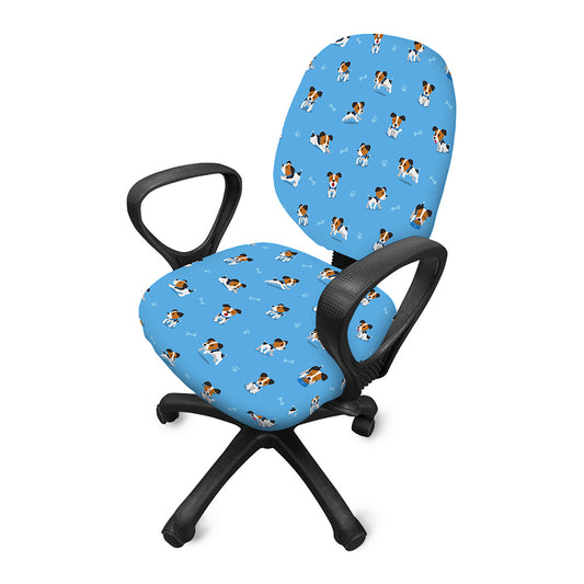 Blue Jack Russell Terrier Pattern Print Office Chair Cover