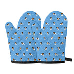 Blue Jack Russell Terrier Pattern Print Oven Mitts