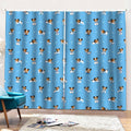 Blue Jack Russell Terrier Pattern Print Pencil Pleat Curtains