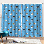 Blue Jack Russell Terrier Pattern Print Pencil Pleat Curtains