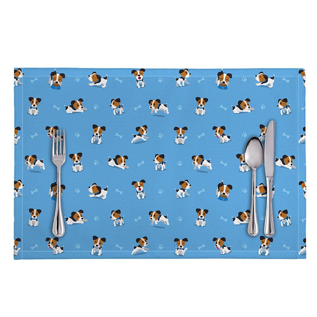 Blue Jack Russell Terrier Pattern Print Placemat