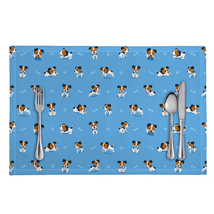 Blue Jack Russell Terrier Pattern Print Placemat