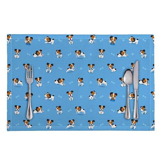 Blue Jack Russell Terrier Pattern Print Placemat