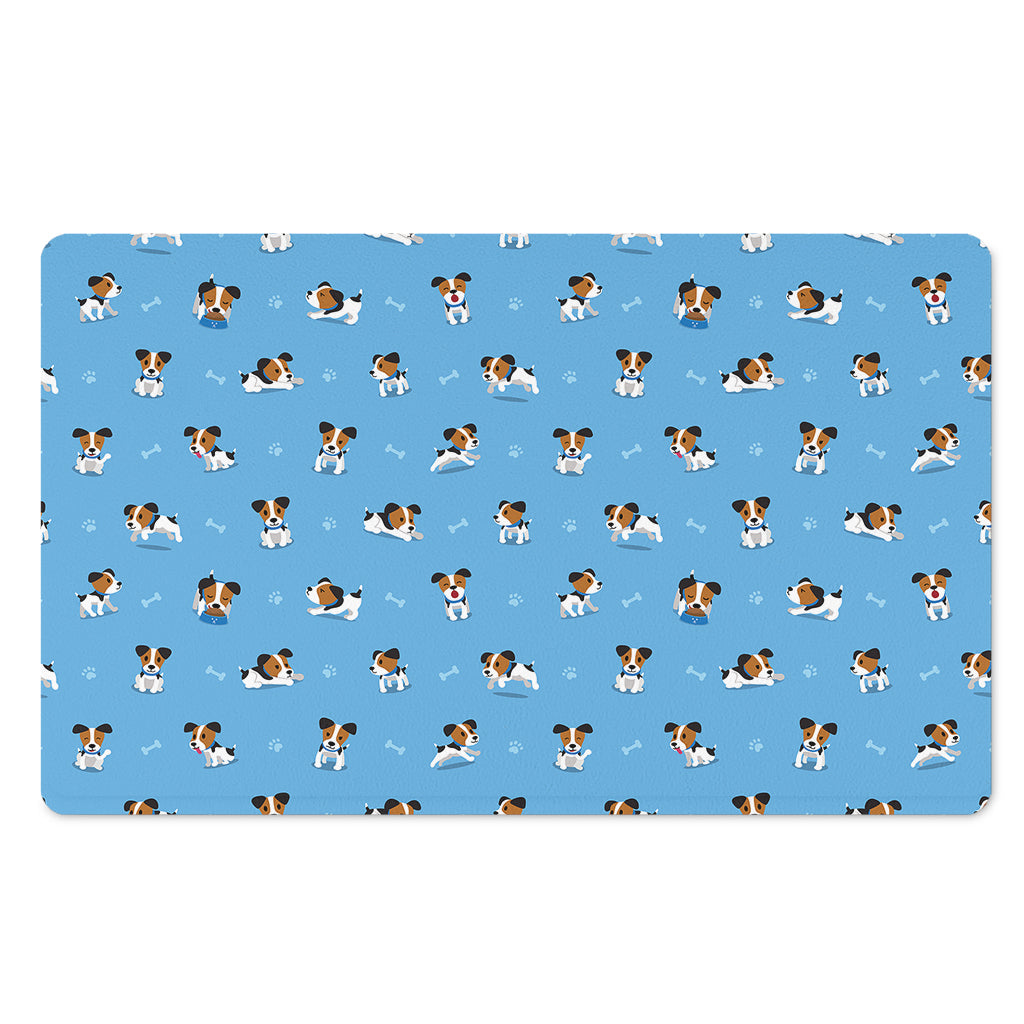 Blue Jack Russell Terrier Pattern Print Polyester Doormat