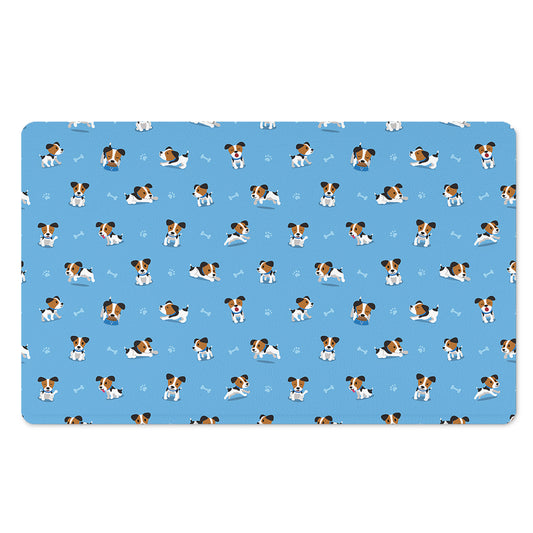 Blue Jack Russell Terrier Pattern Print Polyester Doormat
