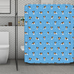 Blue Jack Russell Terrier Pattern Print Polyester Shower Curtain