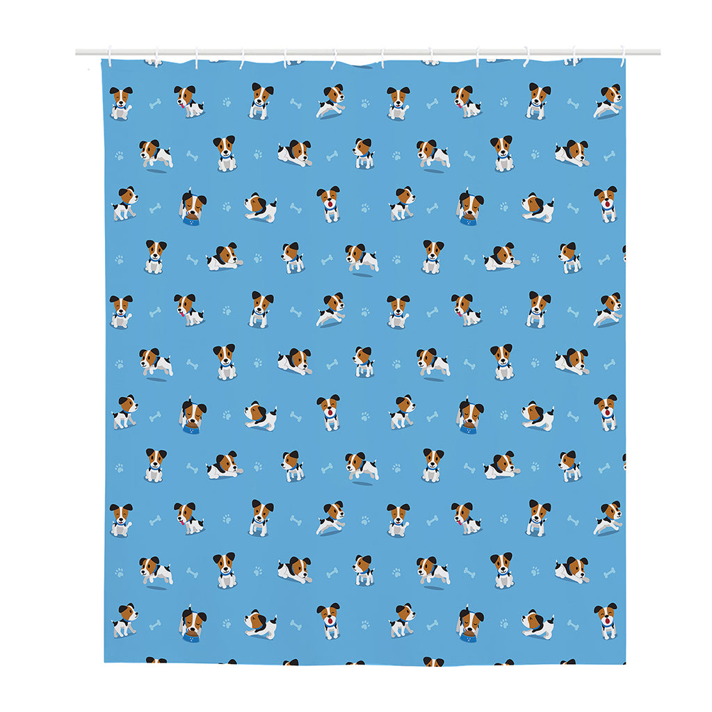 Blue Jack Russell Terrier Pattern Print Polyester Shower Curtain
