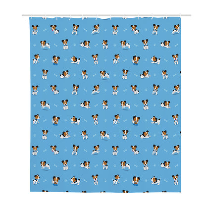 Blue Jack Russell Terrier Pattern Print Polyester Shower Curtain