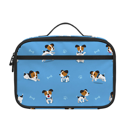 Blue Jack Russell Terrier Pattern Print Portable Lunch Bag