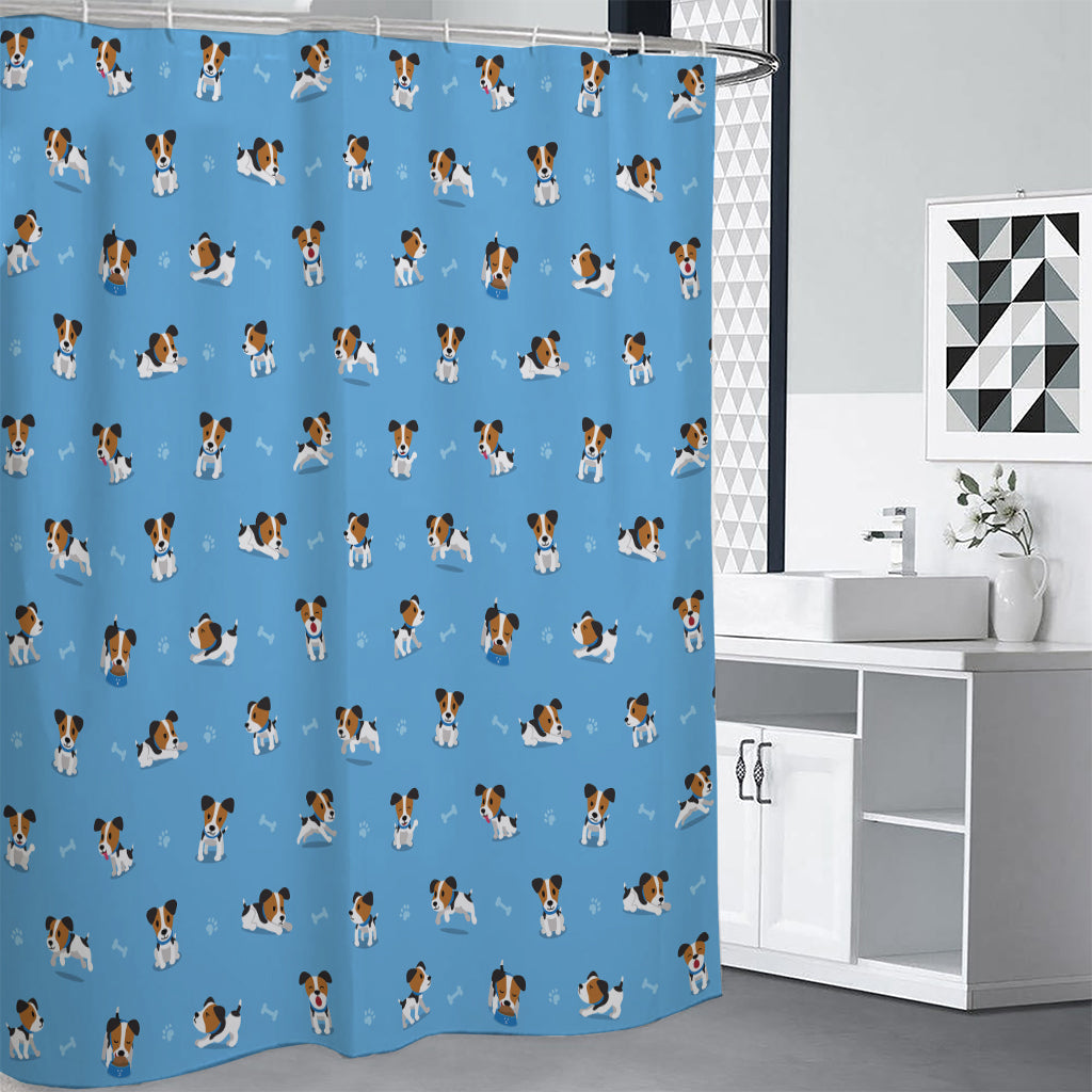 Blue Jack Russell Terrier Pattern Print Premium Shower Curtain