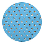 Blue Jack Russell Terrier Pattern Print Round Blanket