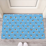 Blue Jack Russell Terrier Pattern Print Rubber Doormat