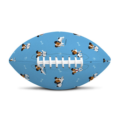 Blue Jack Russell Terrier Pattern Print Rugby Ball