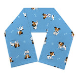 Blue Jack Russell Terrier Pattern Print Scarf