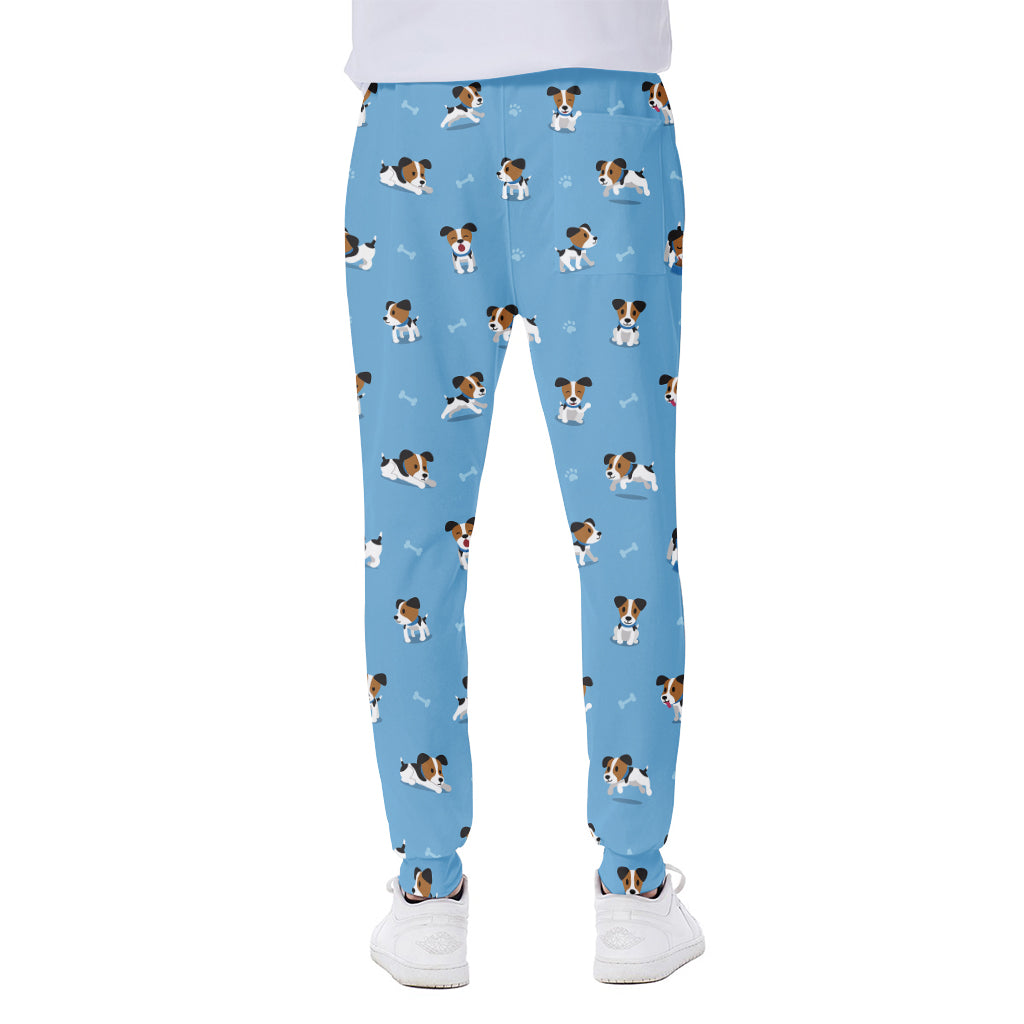 Blue Jack Russell Terrier Pattern Print Scuba Joggers