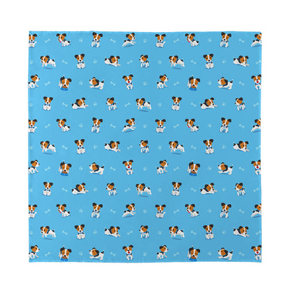 Blue Jack Russell Terrier Pattern Print Silk Bandana