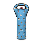 Blue Jack Russell Terrier Pattern Print Single Neoprene Wine Tote