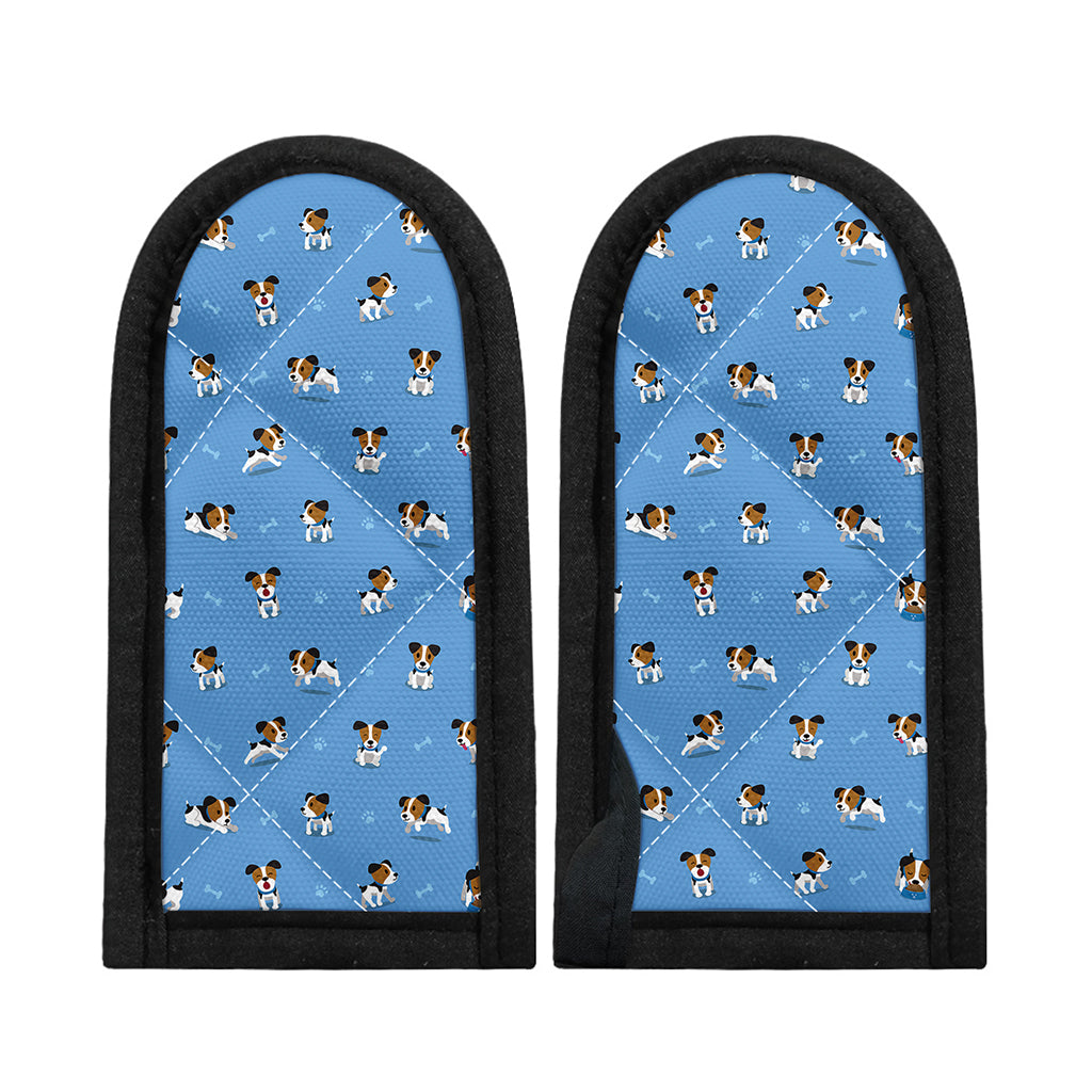 Blue Jack Russell Terrier Pattern Print Skillet Handle Cover