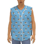 Blue Jack Russell Terrier Pattern Print Sleeveless Baseball Jersey
