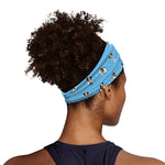 Blue Jack Russell Terrier Pattern Print Sports Headband