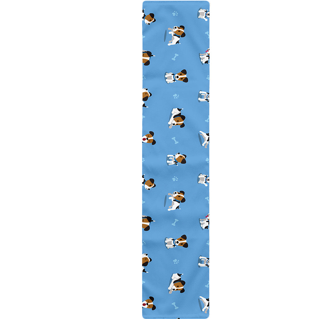 Blue Jack Russell Terrier Pattern Print Table Runner