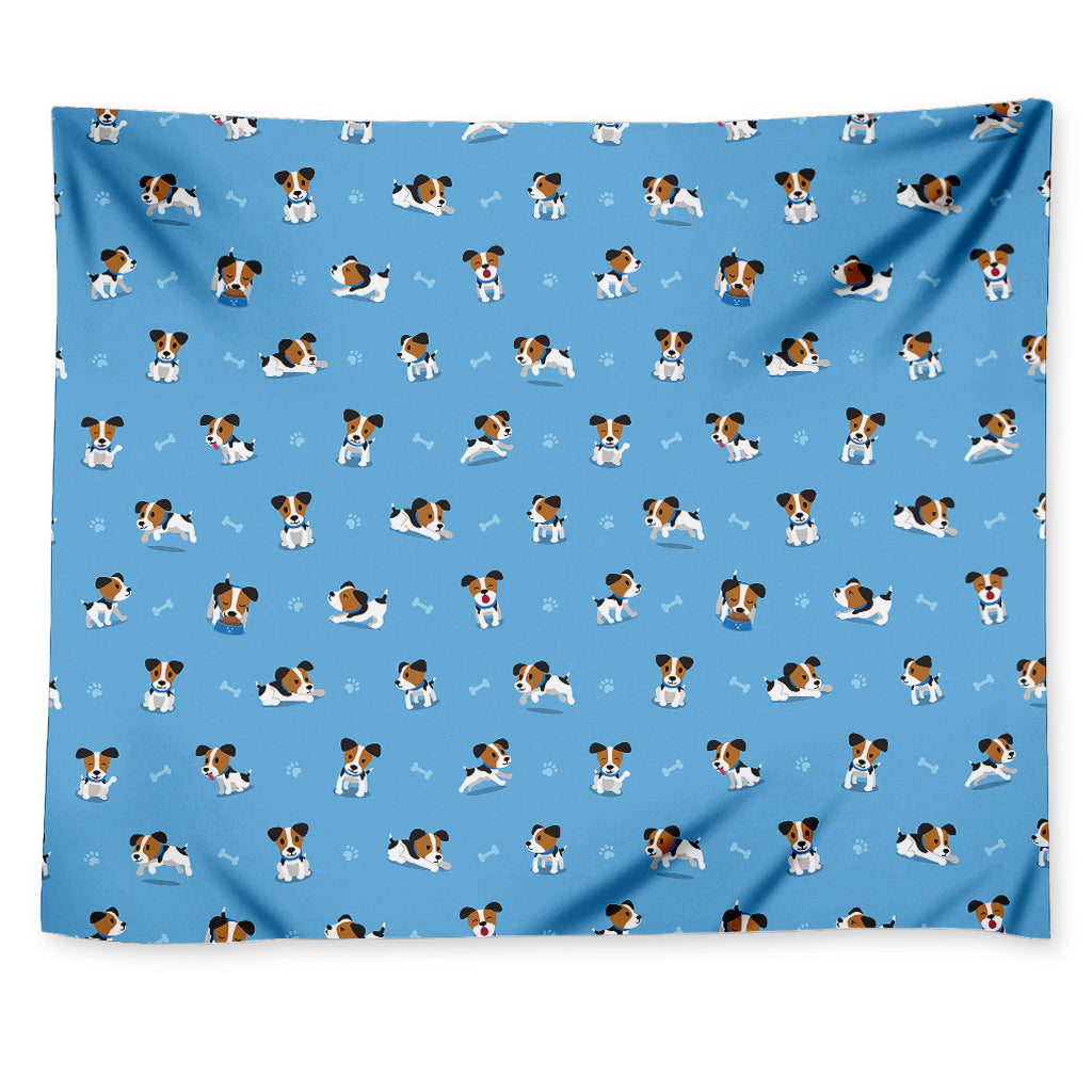 Blue Jack Russell Terrier Pattern Print Tapestry