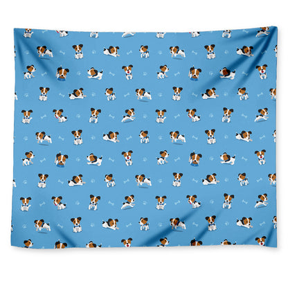 Blue Jack Russell Terrier Pattern Print Tapestry