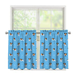 Blue Jack Russell Terrier Pattern Print Tier Curtains