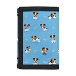 Blue Jack Russell Terrier Pattern Print Trifold Wallet