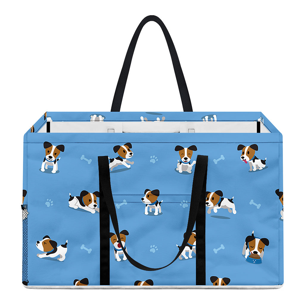 Blue Jack Russell Terrier Pattern Print Utility Tote Bag