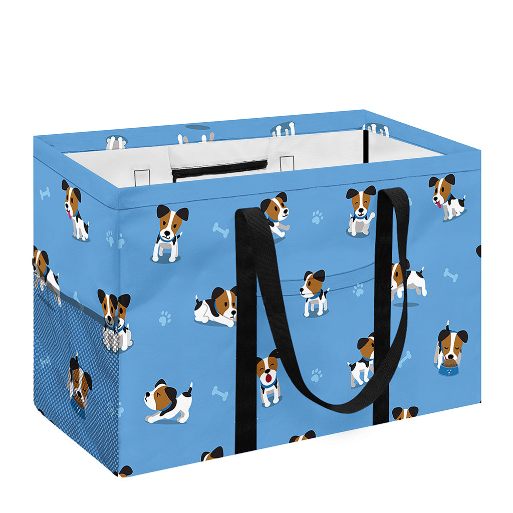 Blue Jack Russell Terrier Pattern Print Utility Tote Bag
