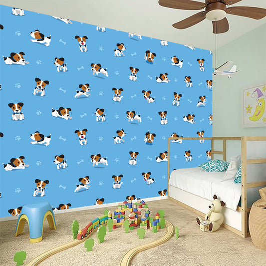 Blue Jack Russell Terrier Pattern Print Wall Sticker